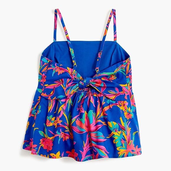 J. Crew Floral Tie Back Strappy Top in Brilliant Blue Fuchsia | Size 6 - Picture 4 of 10